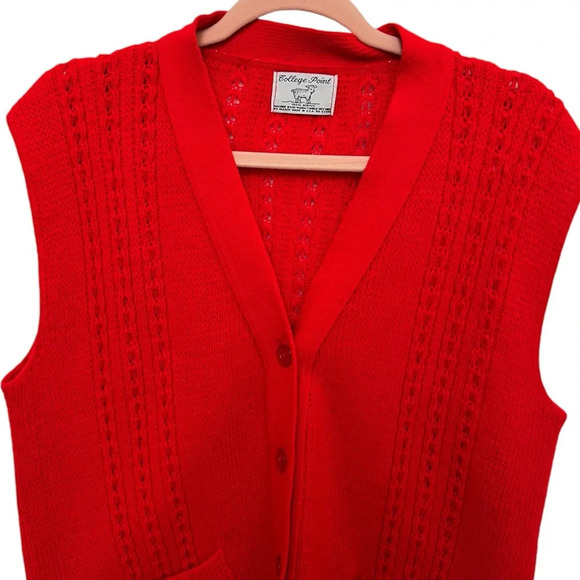 College Point Vintage Acrylic Knit Vest Red Size Large - Picture 3 of 7